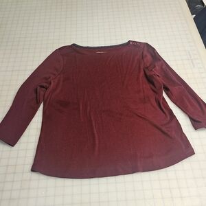 Charter Club Burgundy 3/4 Sleeve Shirt